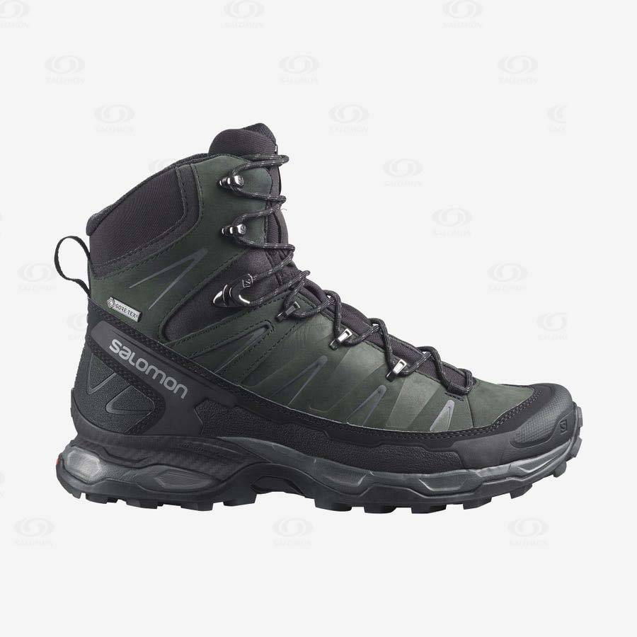 Salomon X ULTRA TREK GORE-TEX Vattentäta Skor Herr Grå Svarta Gröna | SE-W1730