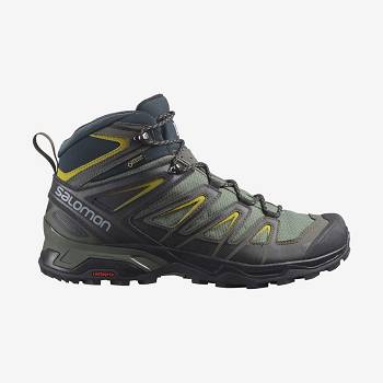 Salomon X ULTRA 3 WIDE MID GORE-TEX Vandringskängor Herr Grå Svarta Gröna | SE-N1288